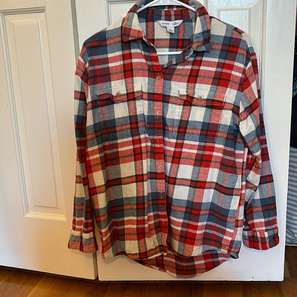 Oversized "The Boyfriend Shirt" White, Red, Blue Flannel